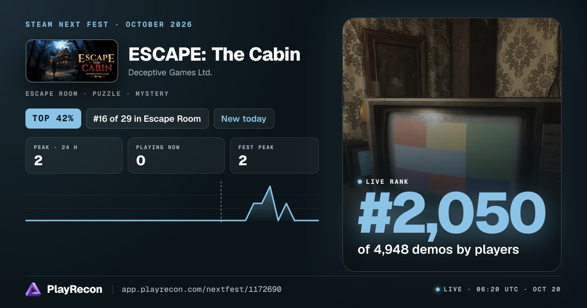 ESCAPE: The Cabin im Steam Next Fest