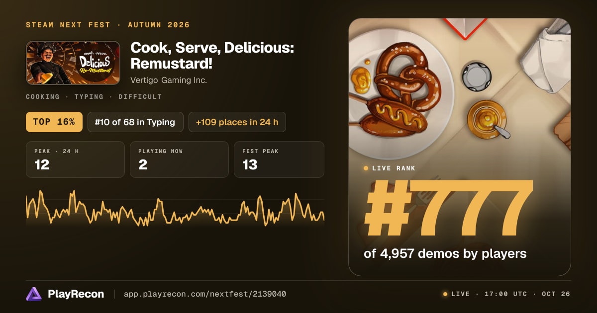Cook, Serve, Delicious: Remustard! in Steam Next Fest