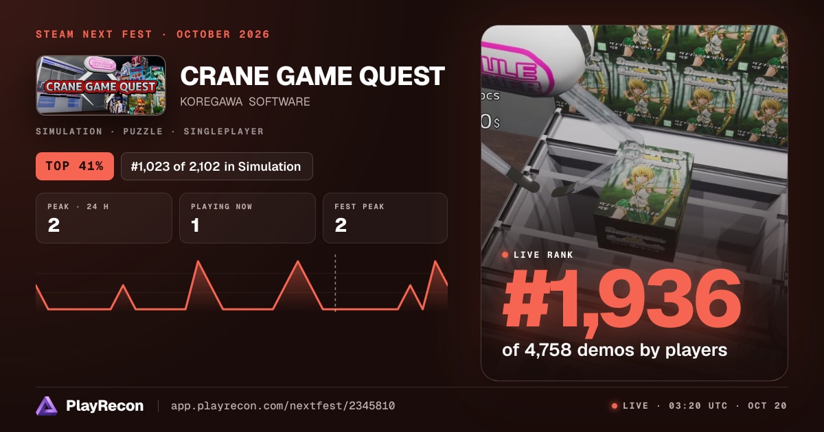 CRANE GAME QUEST im Steam Next Fest
