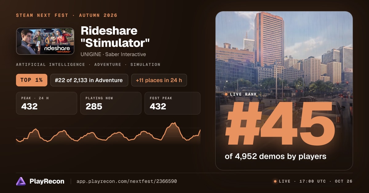 Rideshare "Stimulator" in Steam Next Fest