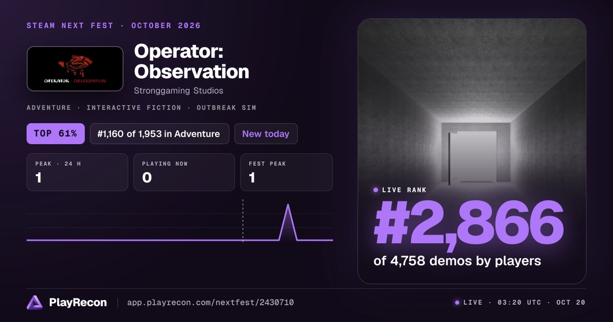 Operator: Observation allo Steam Next Fest