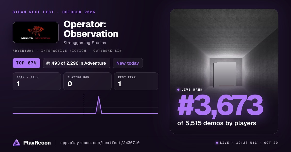 Operator: Observation in Steam Next Fest