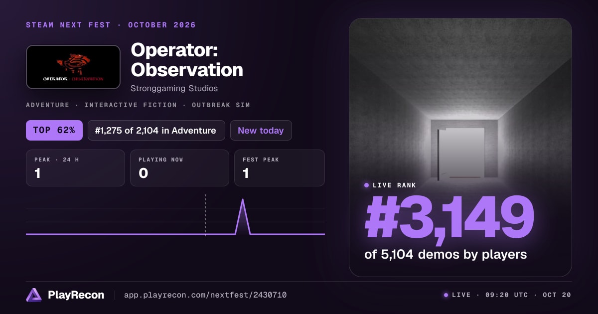 Operator: Observation im Steam Next Fest