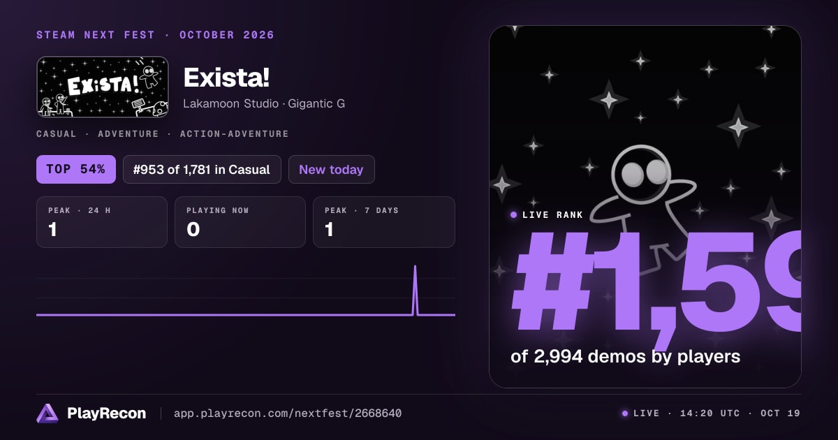 Exista! in Steam Next Fest