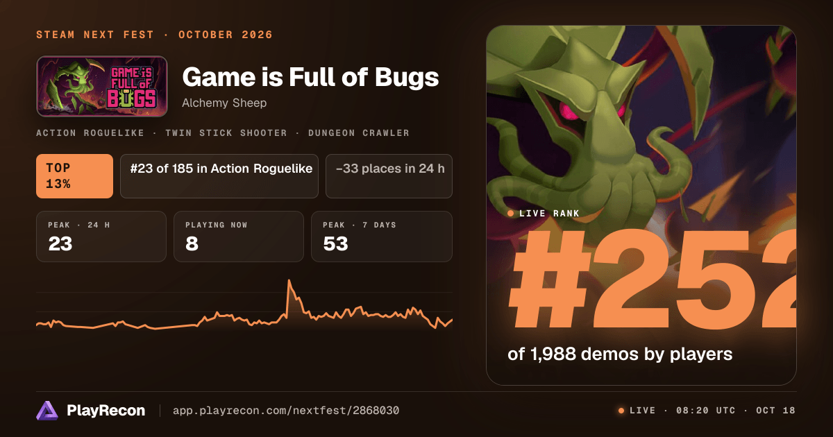 Game is Full of Bugs на Steam Next Fest