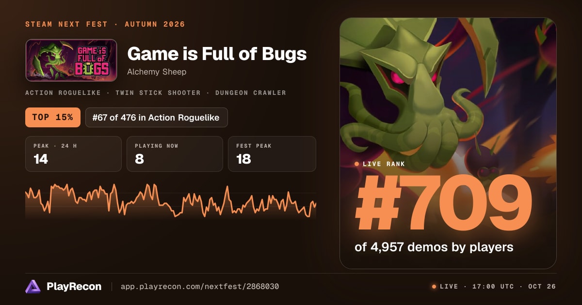 Game is Full of Bugs au Steam Next Fest