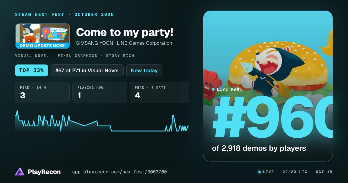 Come to my party! in Steam Next Fest