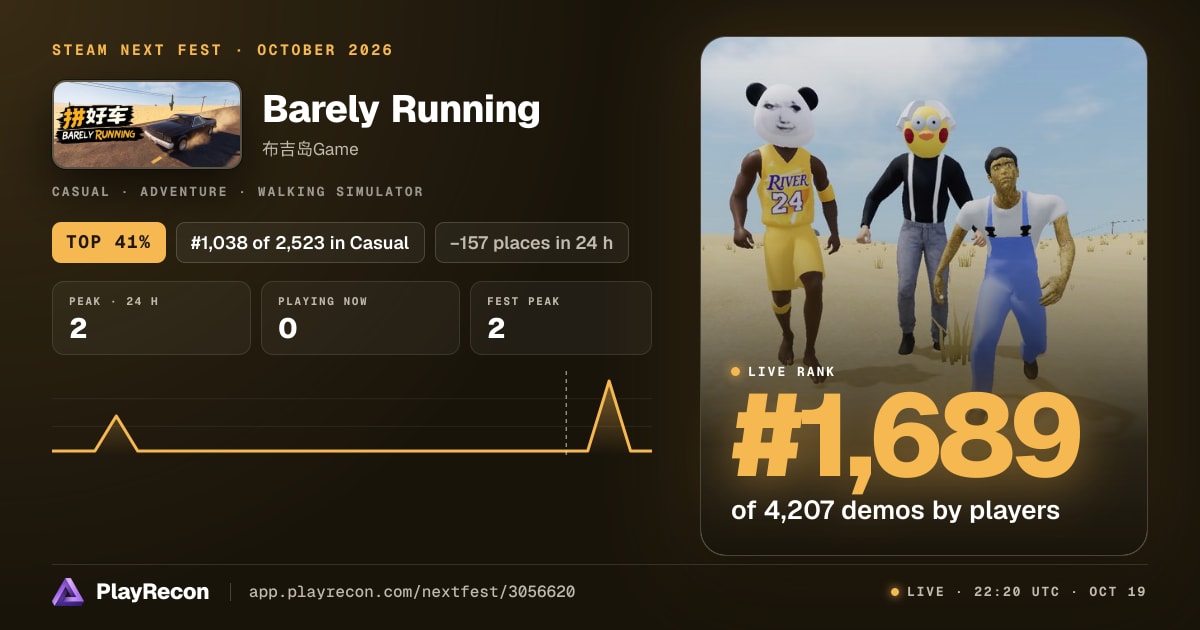 Barely Running en el Steam Next Fest
