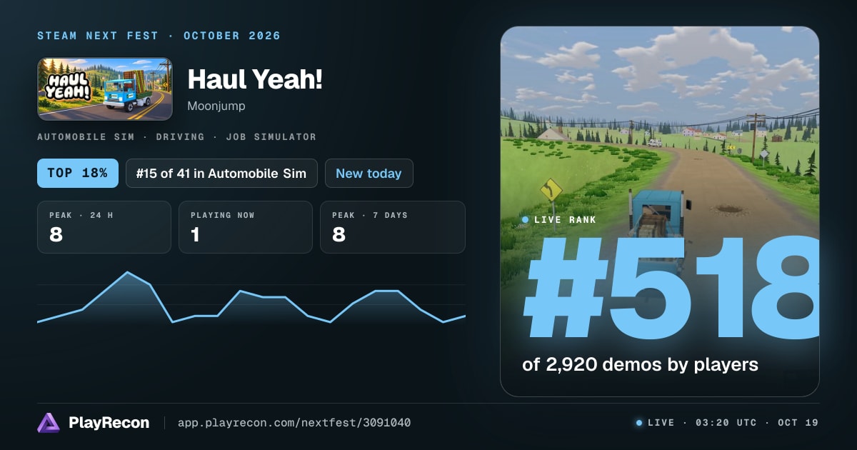 Haul Yeah! in Steam Next Fest