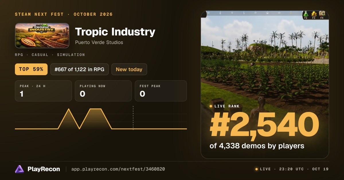 Tropic Industry au Steam Next Fest