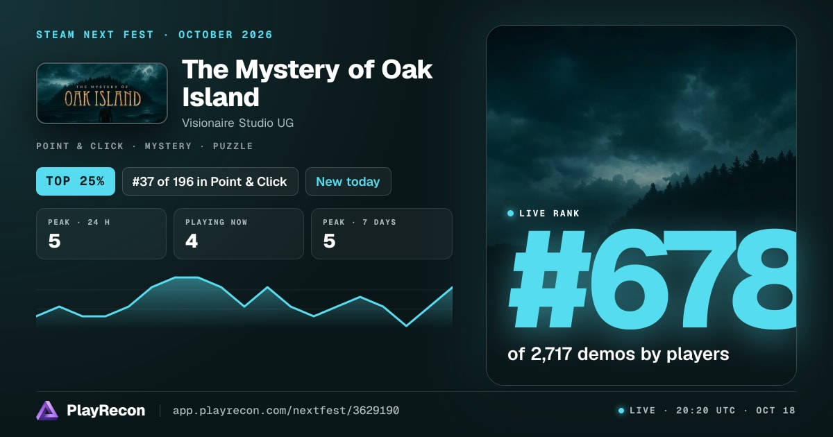 The Mystery of Oak Island in Steam Next Fest