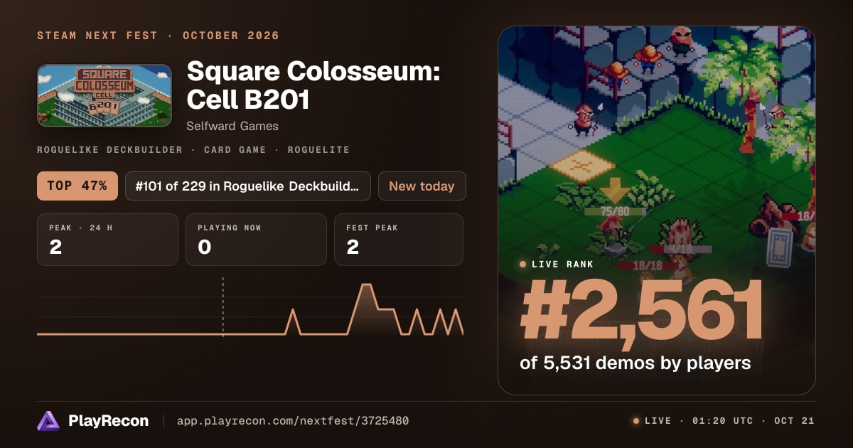 Square Colosseum: Cell B201 in Steam Next Fest