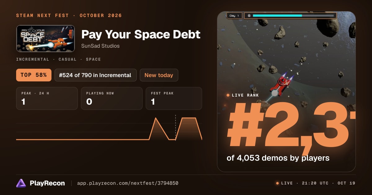 Pay Your Space Debt au Steam Next Fest