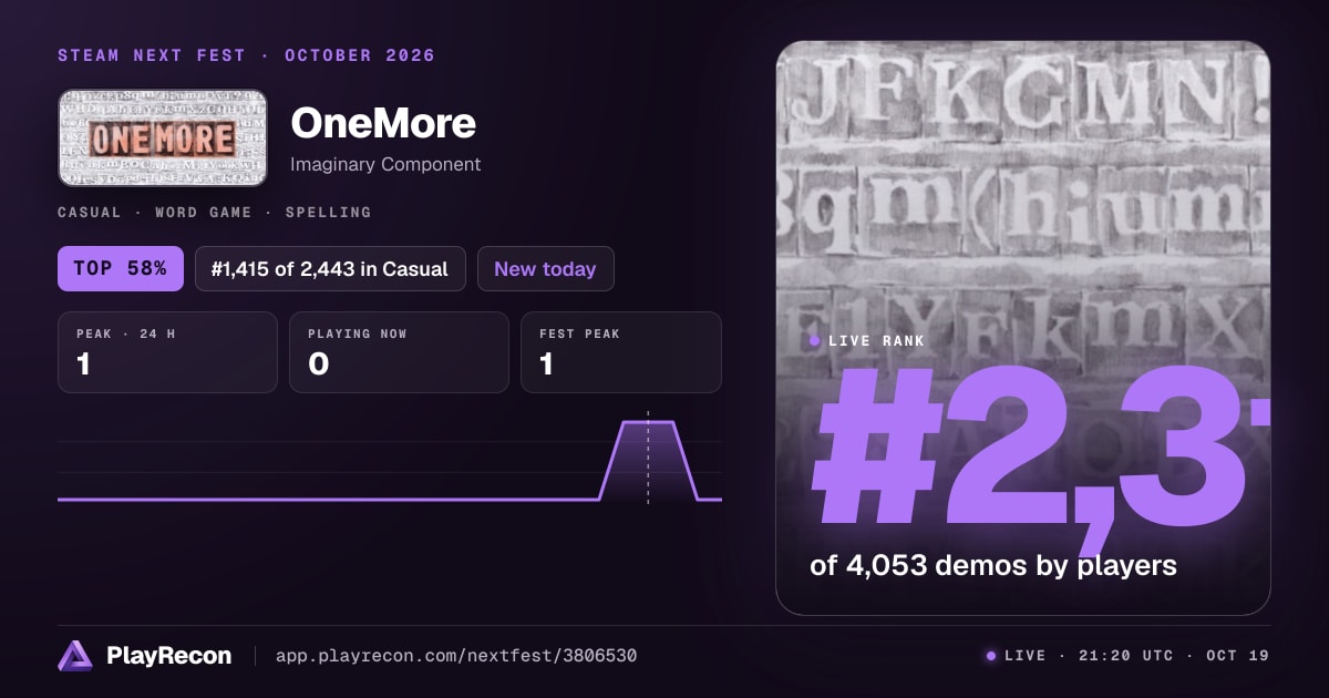 OneMore in Steam Next Fest
