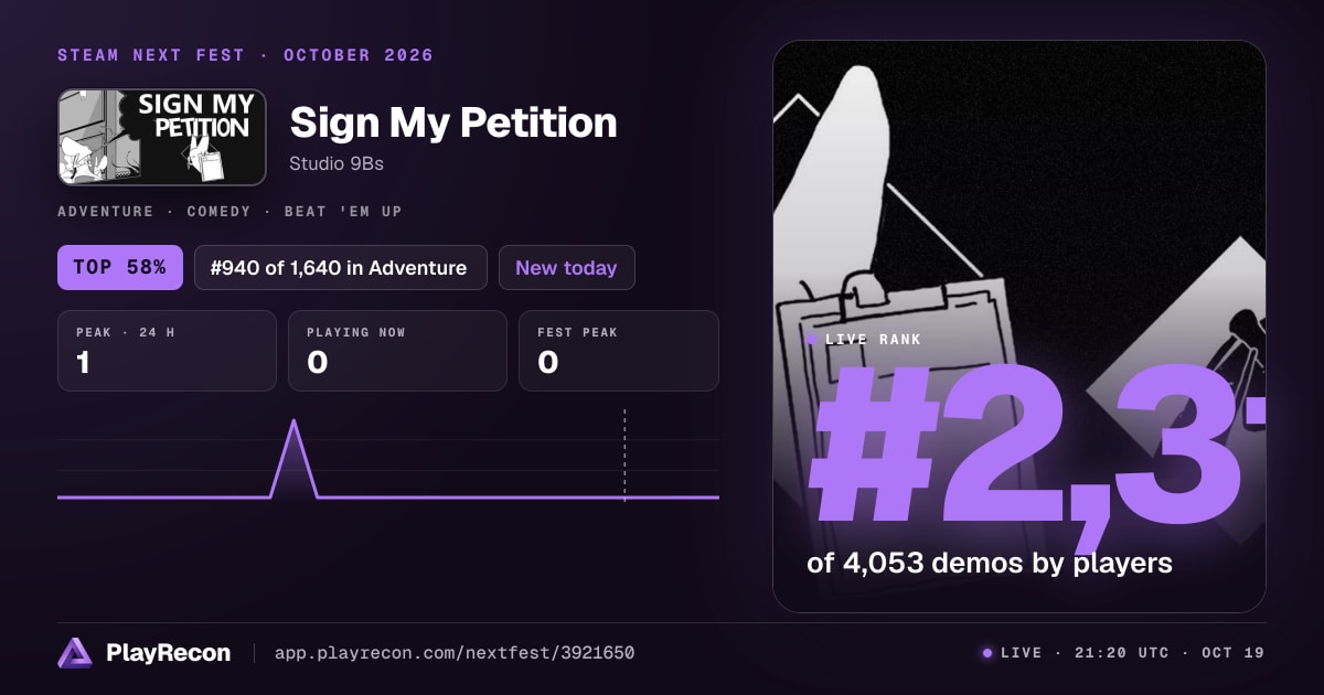 Sign My Petition allo Steam Next Fest