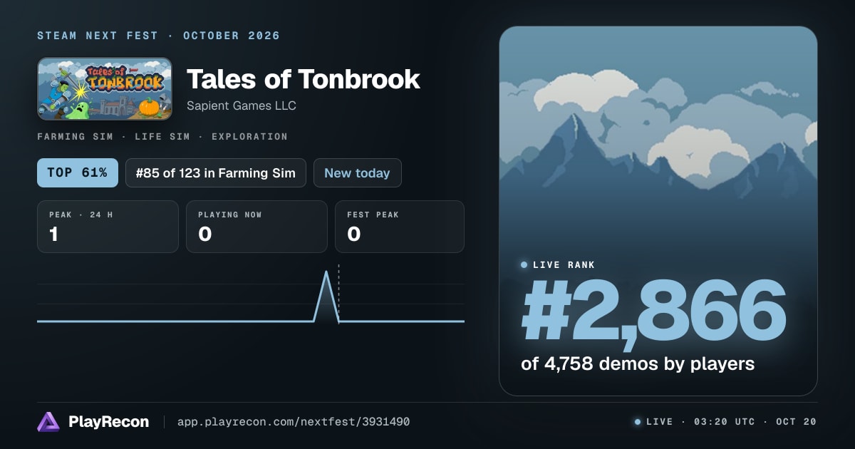 Tales of Tonbrook на Steam Next Fest