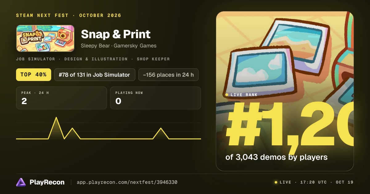 Snap & Print in Steam Next Fest