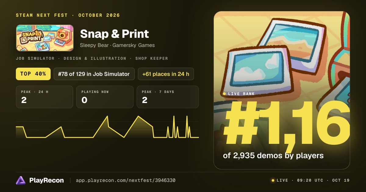 Snap & Print au Steam Next Fest