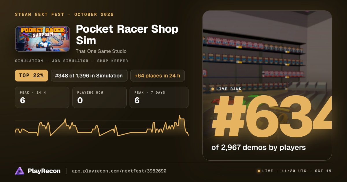 Pocket Racer Shop Sim in Steam Next Fest