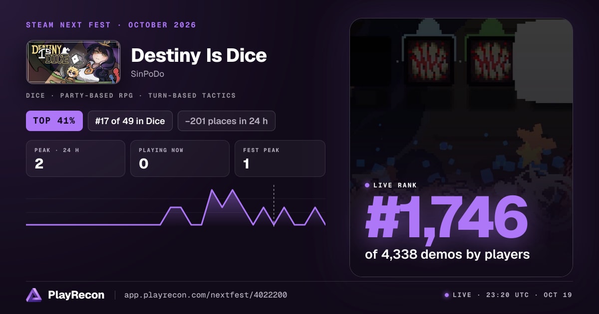 Destiny Is Dice en el Steam Next Fest
