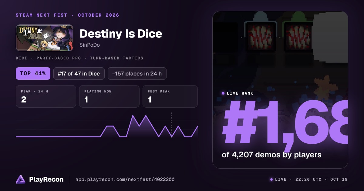 Destiny Is Dice au Steam Next Fest