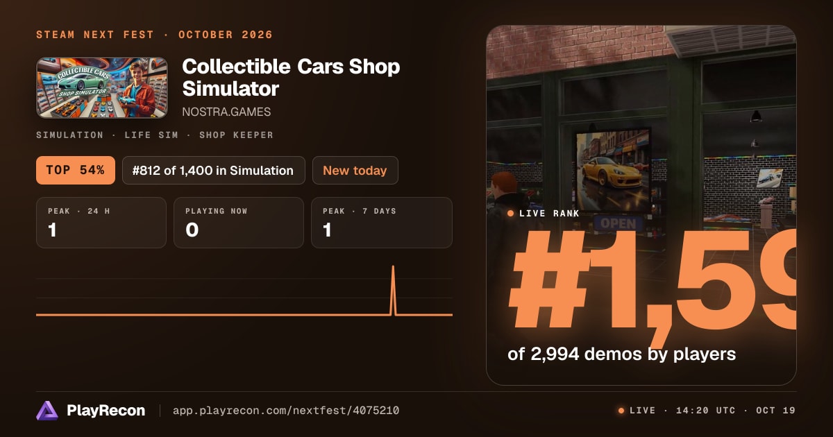 Collectible Cars Shop Simulator in Steam Next Fest