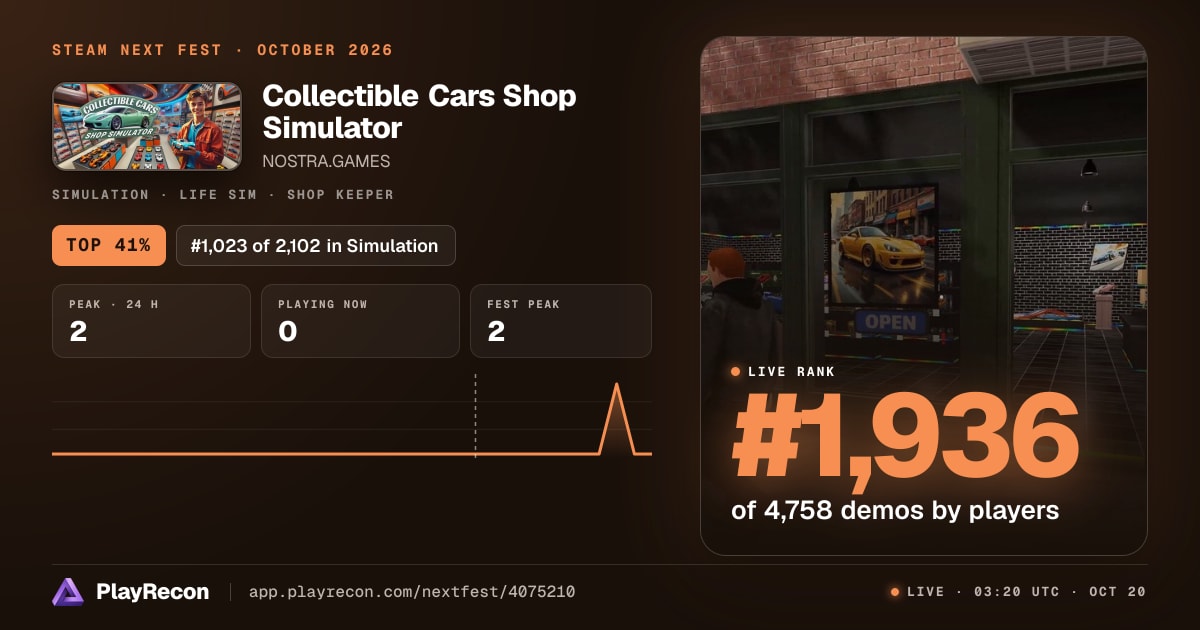 Collectible Cars Shop Simulator на Steam Next Fest