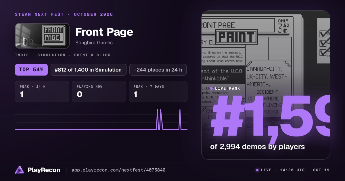 Front Page en el Steam Next Fest
