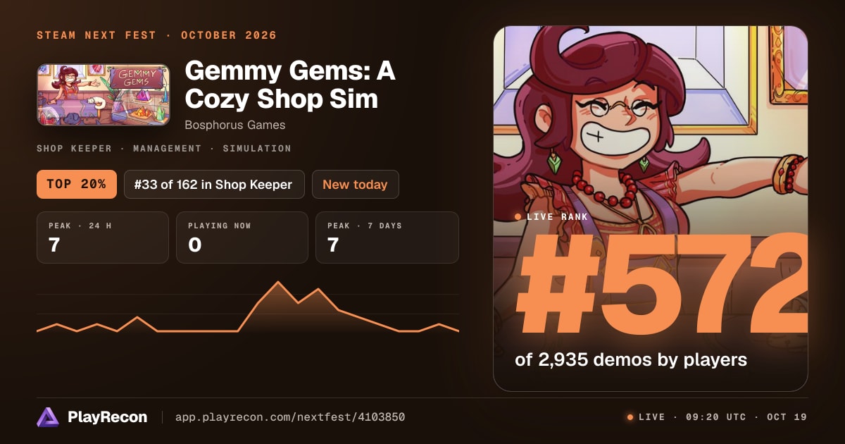 Gemmy Gems: A Cozy Shop Sim im Steam Next Fest