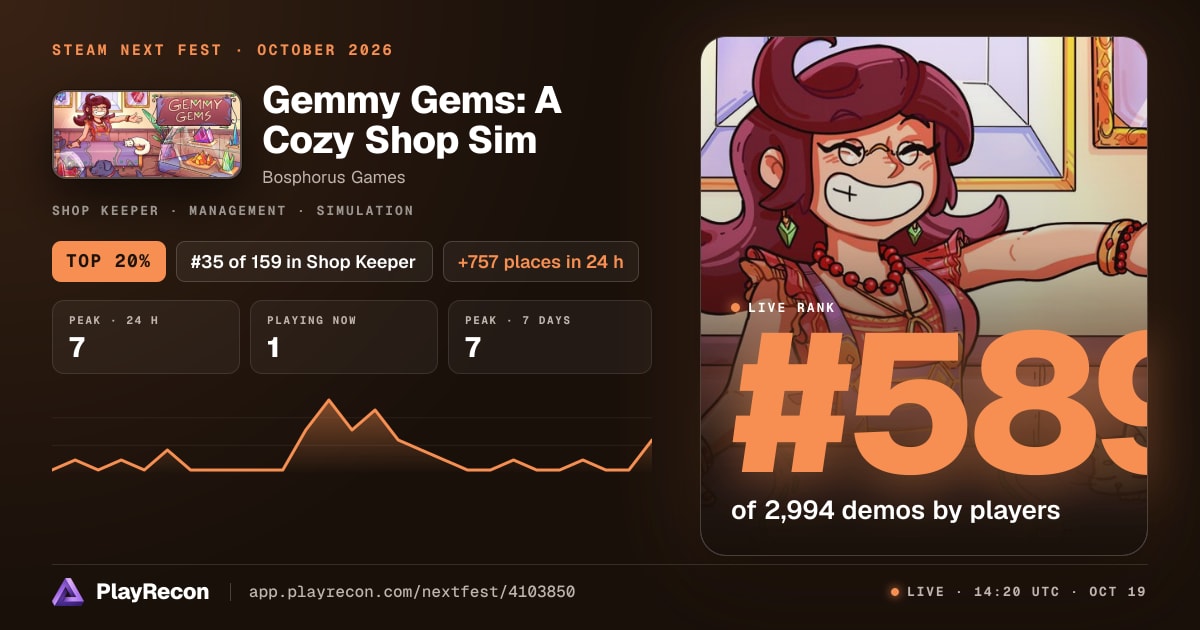 Gemmy Gems: A Cozy Shop Sim in Steam Next Fest