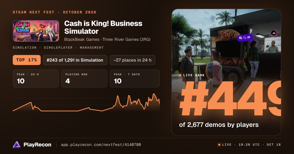 Cash is King! Business Simulator in Steam Next Fest