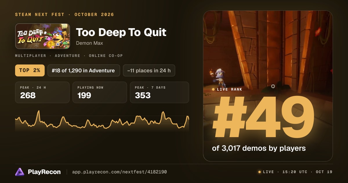 Too Deep To Quit in Steam Next Fest