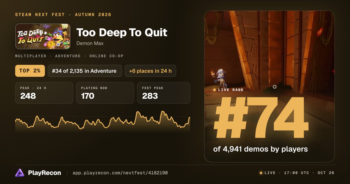 Too Deep To Quit in Steam Next Fest