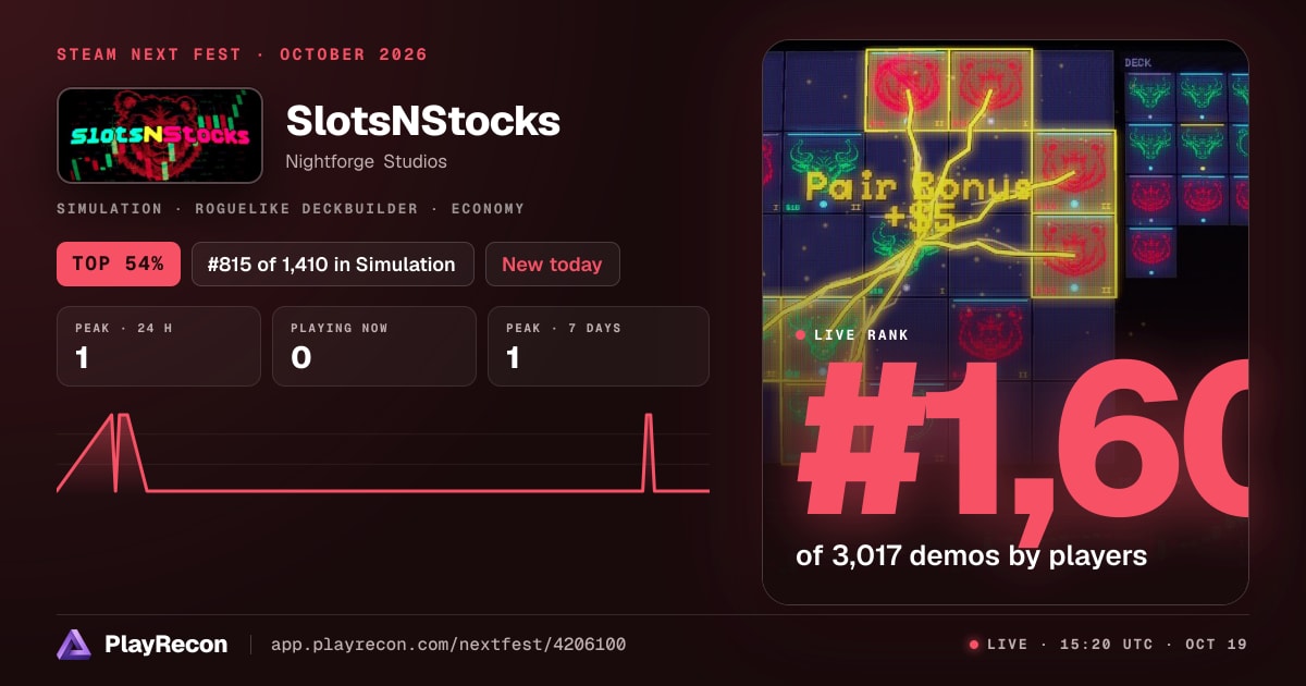 SlotsNStocks in Steam Next Fest