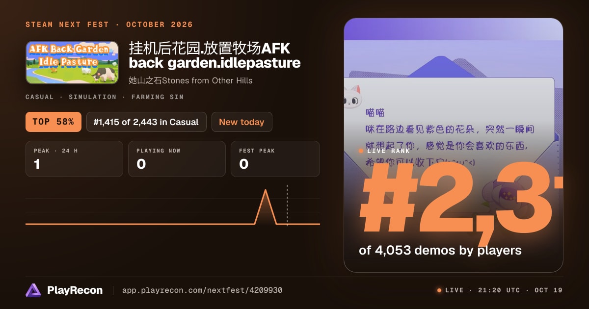 挂机后花园.放置牧场AFK back garden.idlepasture allo Steam Next Fest