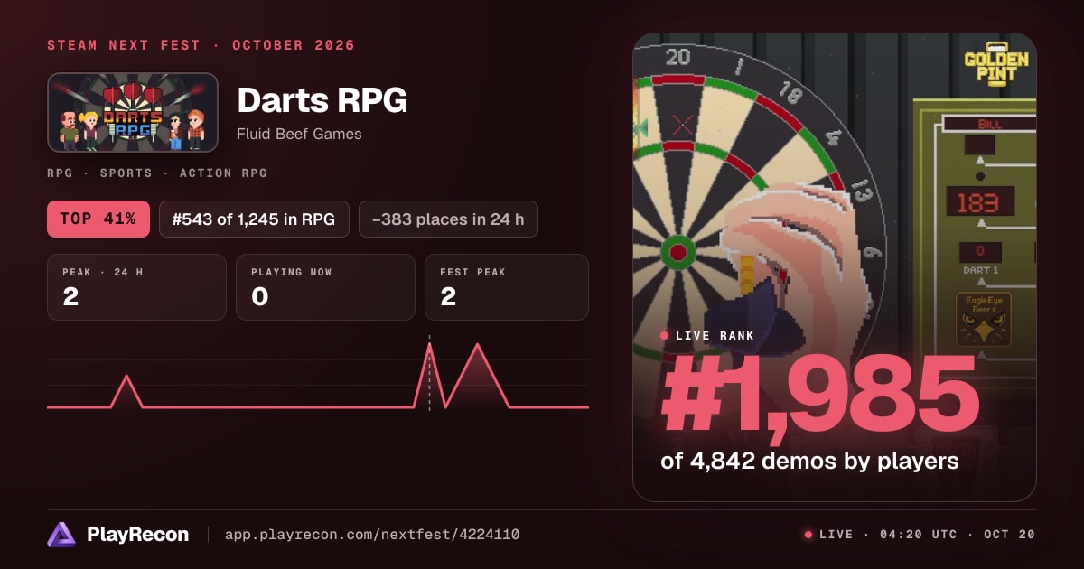 Darts RPG in Steam Next Fest