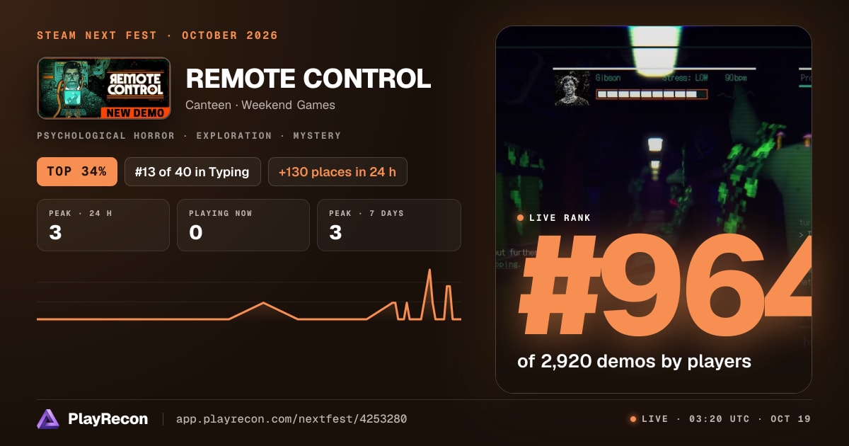 REMOTE CONTROL in Steam Next Fest