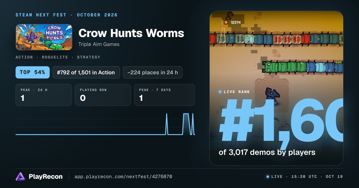 Crow Hunts Worms in Steam Next Fest