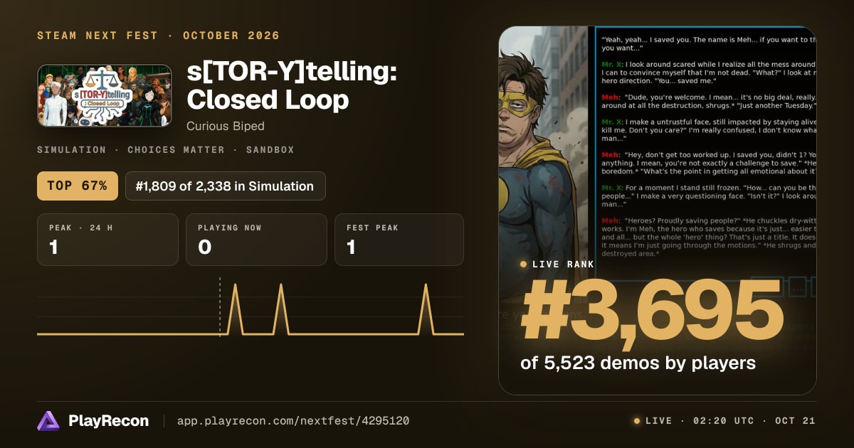 s[TOR-Y]telling: Closed Loop au Steam Next Fest