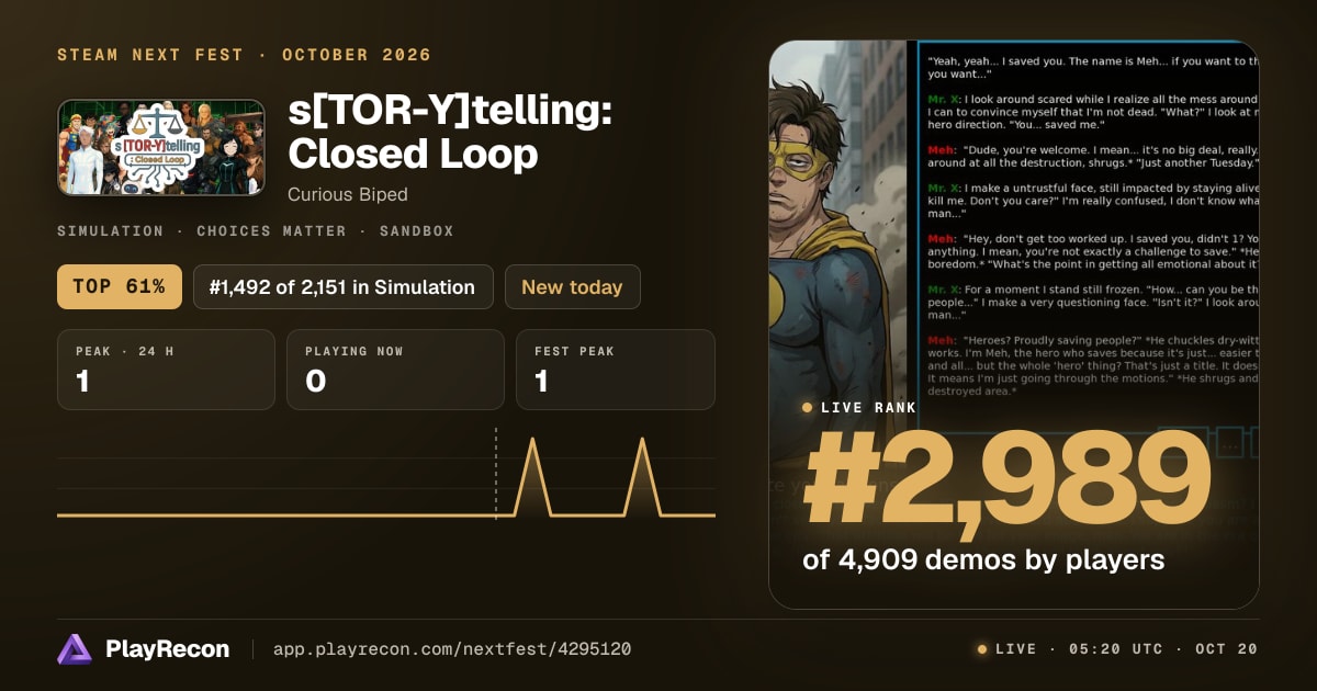 s[TOR-Y]telling: Closed Loop en el Steam Next Fest