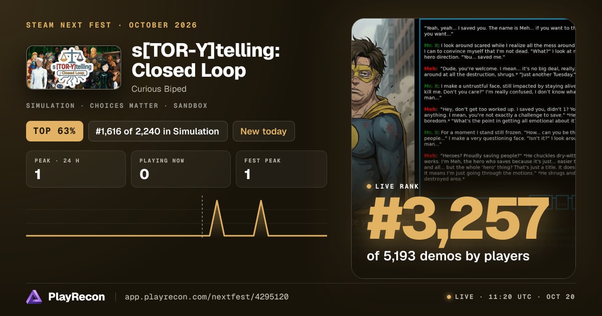 s[TOR-Y]telling: Closed Loop allo Steam Next Fest