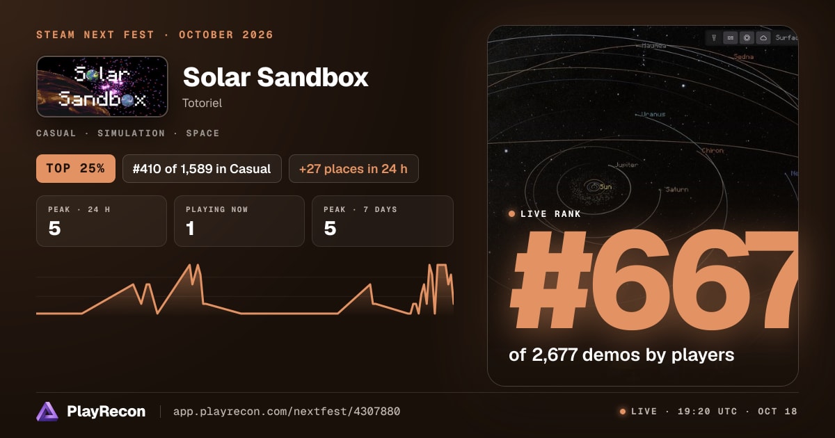 Solar Sandbox au Steam Next Fest