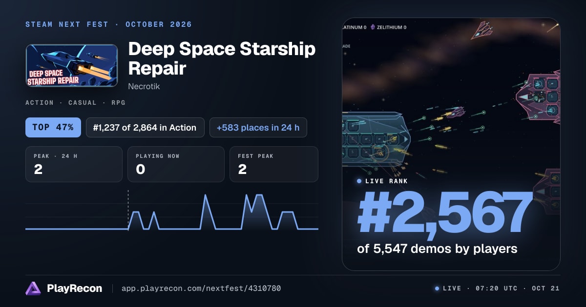 Deep Space Starship Repair на Steam Next Fest