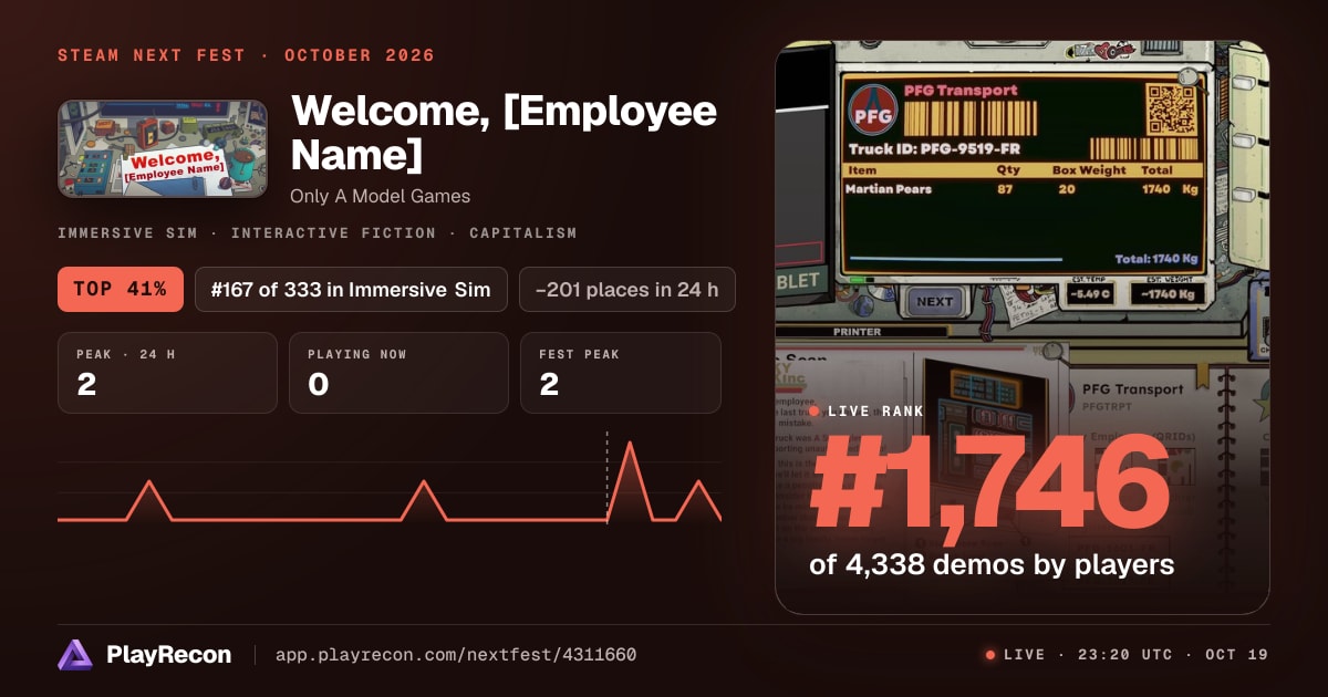 Welcome, [Employee Name] allo Steam Next Fest