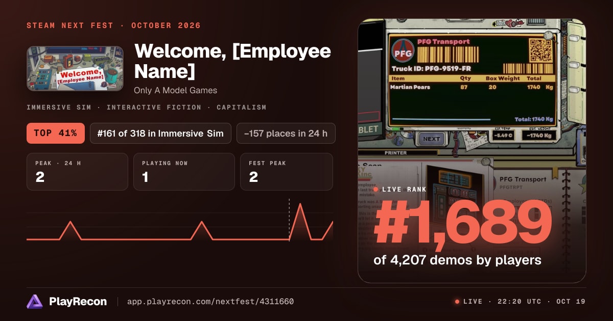 Welcome, [Employee Name] en el Steam Next Fest