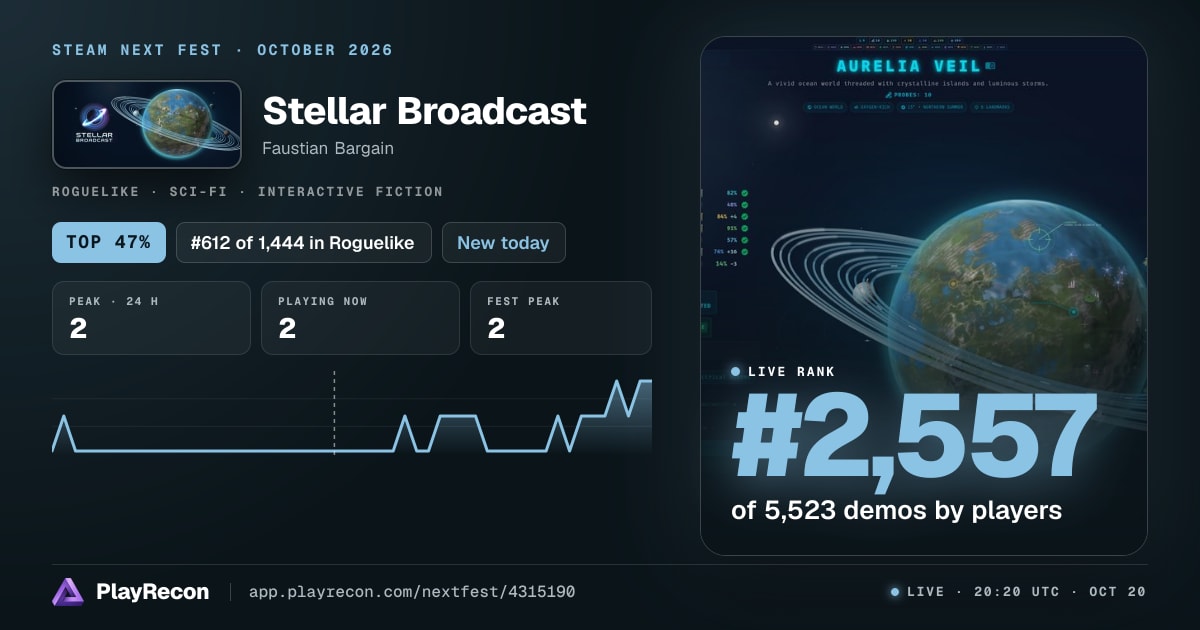 Stellar Broadcast au Steam Next Fest