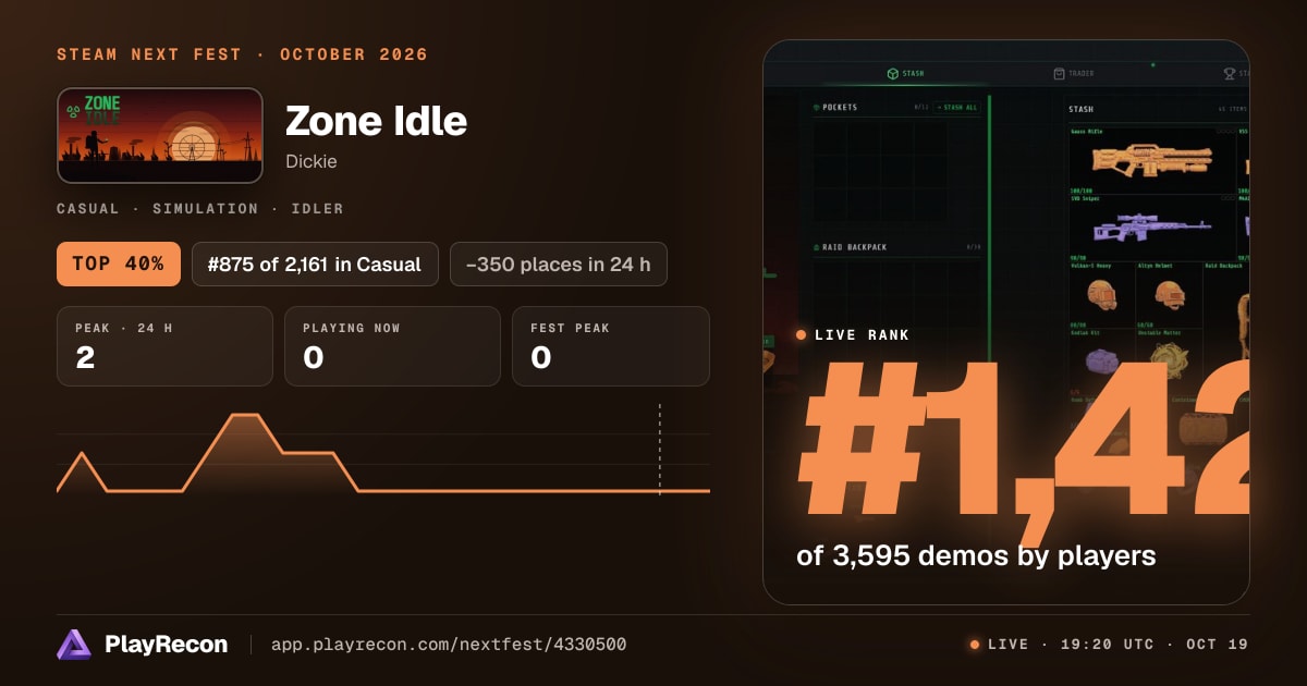 Zone Idle in Steam Next Fest