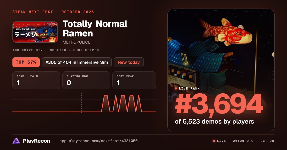Totally Normal Ramen in Steam Next Fest
