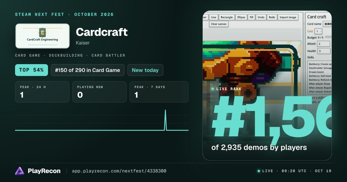 Cardcraft in Steam Next Fest
