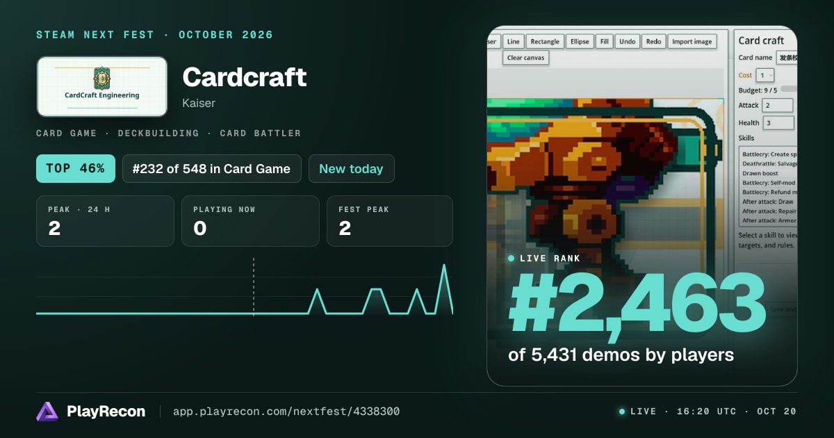 Cardcraft allo Steam Next Fest